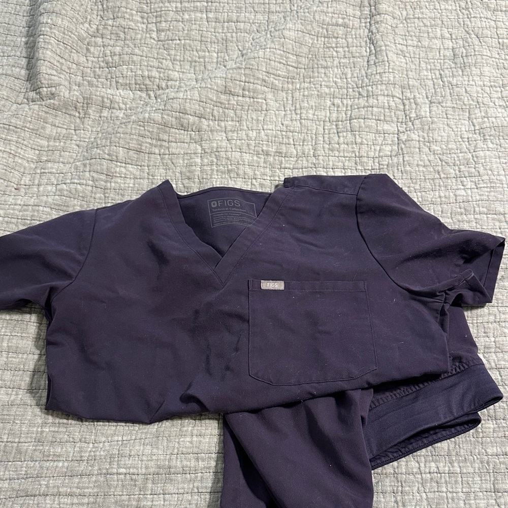 Figs Deep Blue V-Neck Scrub Top